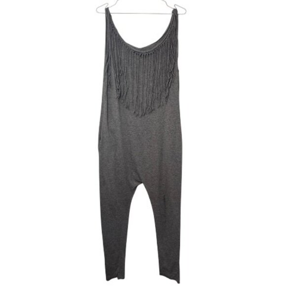 Petitbo grey fringe neck sleeveless jumpsuit size M - Picture 1 of 9